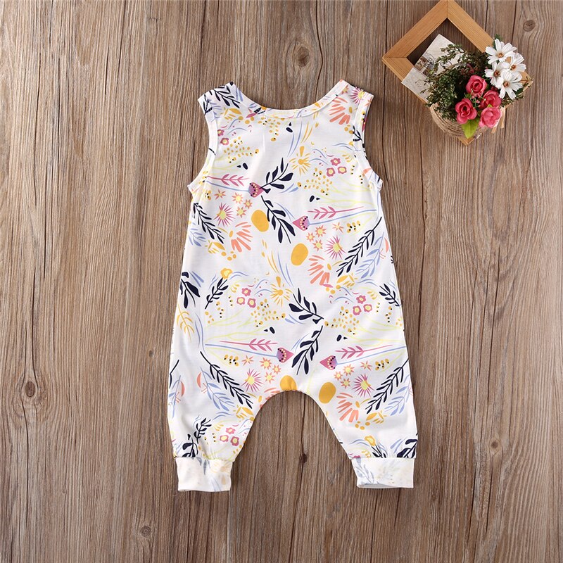 Baby Girl Romper Summer Infant Rompers 100% Cotton Sleeveless Romper For Babies Floral Cutout - ebowsos