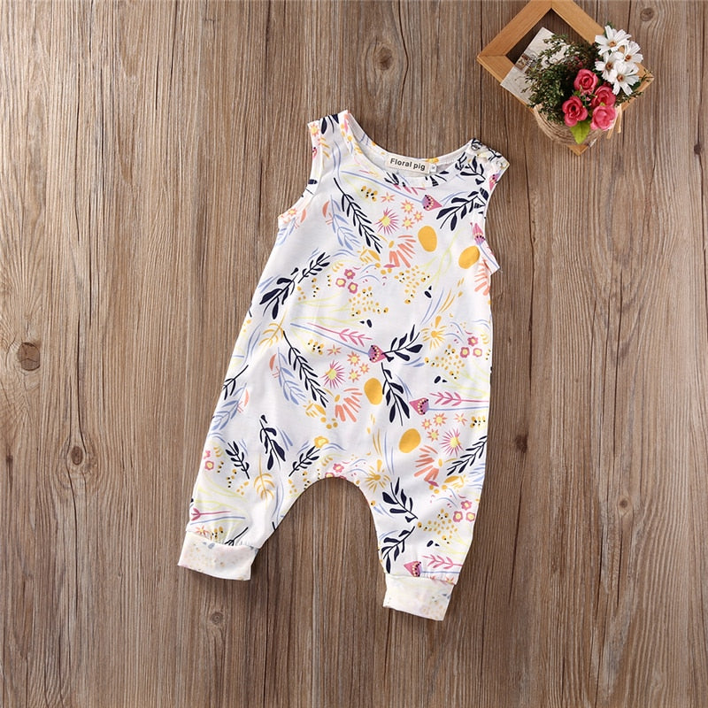 Baby Girl Romper Summer Infant Rompers 100% Cotton Sleeveless Romper For Babies Floral Cutout - ebowsos