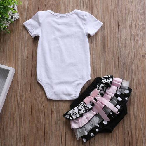 Baby Girl Short Sleeve Cotton Clothes Cute Lace Shorts Ruffles Romper Summer Clothing 2pcs - ebowsos