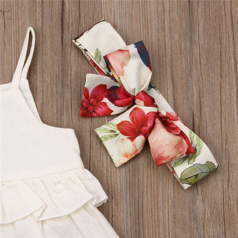 Baby Girl Sleeveless Vest Tops Floral Skirt Headband 3PCS Outfits Princess Girls Boho Clothes Set - ebowsos