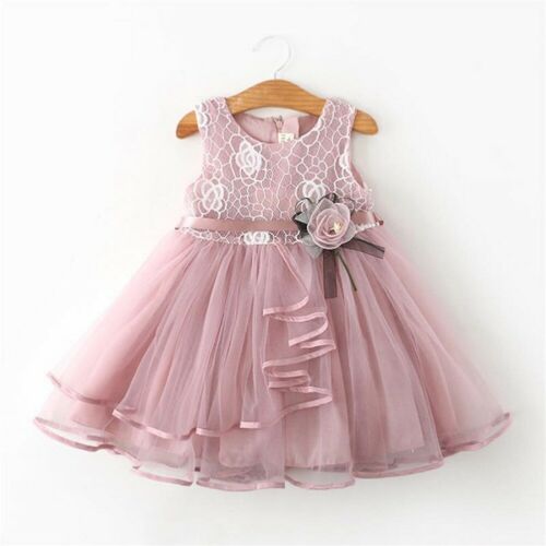 Baby Girl Sleeveless casual Dress Princess Pageant baby girl Lace Tutu Dresses baby girl - ebowsos