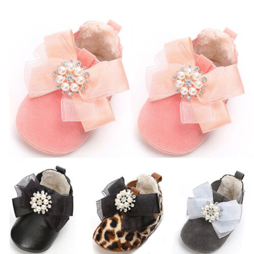 Baby Girl Snow Boots Winter Booties Infant Toddler Newborn Crib Shoes 0-18M - ebowsos