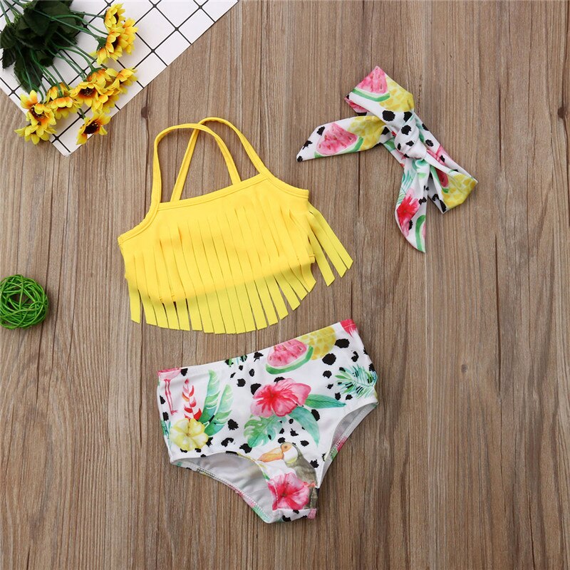 Baby Girl Tankini Tassel Bikini Set Swimwear Swimsuit Bathing Suit Beachwear - ebowsos