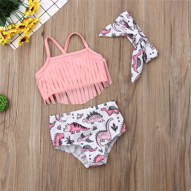 Baby Girl Tankini Tassel Bikini Set Swimwear Swimsuit Bathing Suit Beachwear - ebowsos