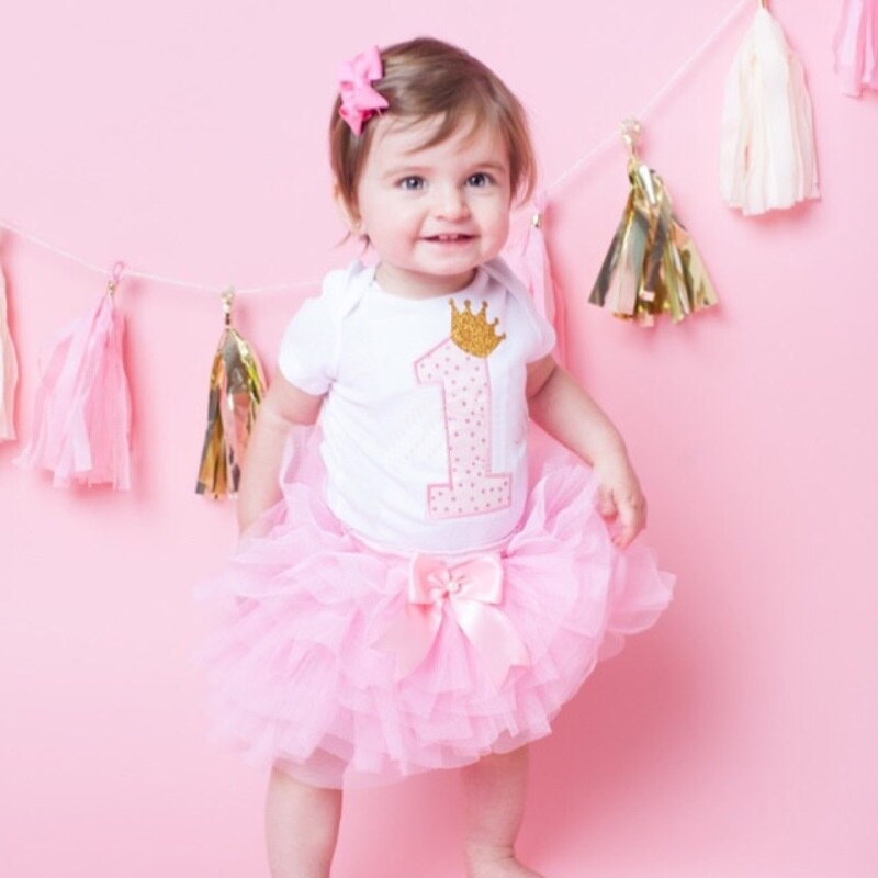 Baby Girls 1th Birthday Dress Rompers Tutu Skirt Headband Outfit Clothes Se - ebowsos