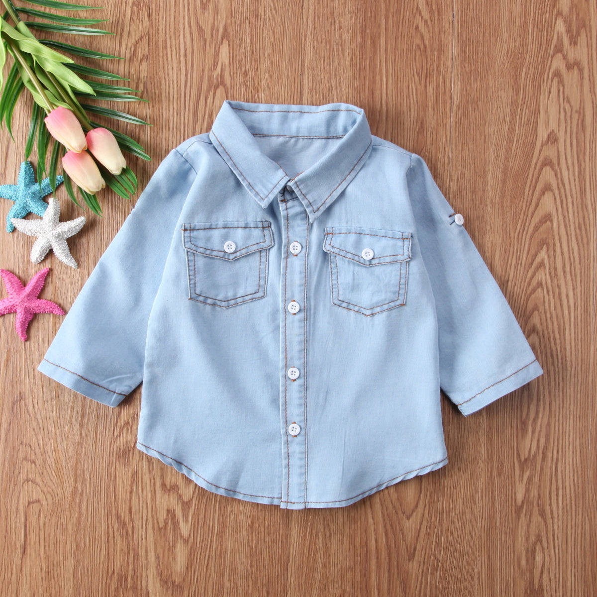 Baby Girls Boys Kids Gentleman Fashion Denim Coat Long Sleeve Shirt Outwear Clothes - ebowsos