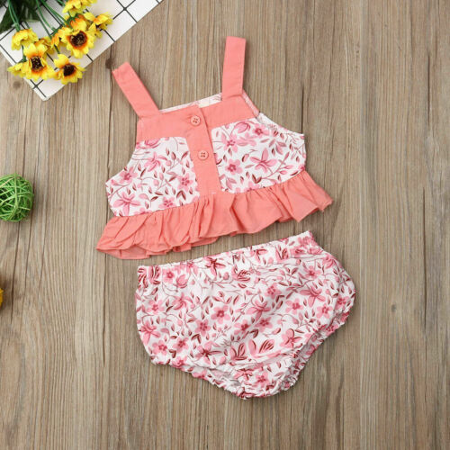 Baby Girls Clothes Cherry blossoms Print T-shirt Tops + Shorts 2pcs Outfits - ebowsos