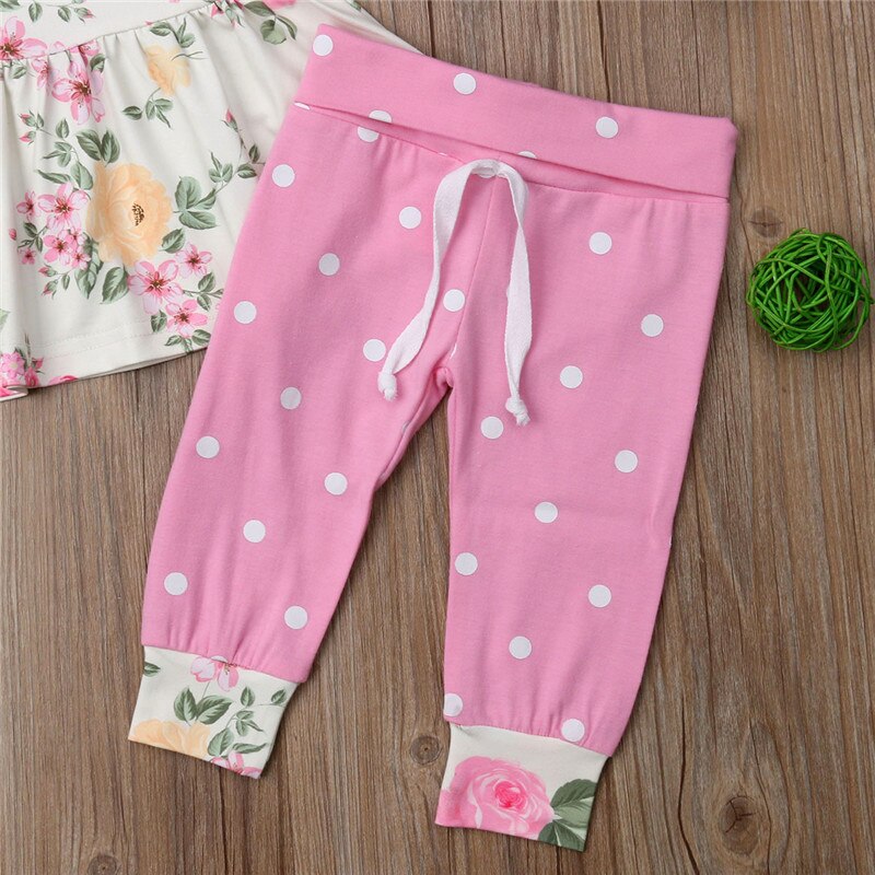 Baby Girls Clothes Sets Floral Tops Long Sleeve Dress Pants Headband 3pcs Outfits Clothes Baby Girl 0-24M - ebowsos