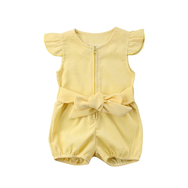 Baby Girls Clothing Sleeveless Romper Newborn Toddler Clothes Zipper Bow Sleeveless Bow Jumpsuit Kids Baby Girl 0-3T - ebowsos