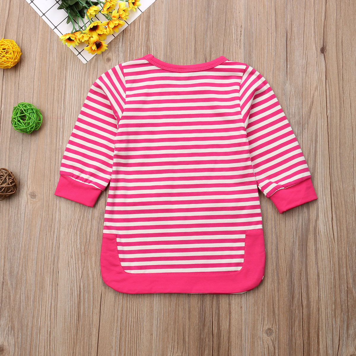 Baby Girls Dress Striped Long Sleeve Loose Princess Party Cotton Casual Kids Dresses - ebowsos