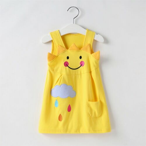 Baby Girls Dress Summer Princess Clothes Pocket Sleeveless Yellow Sun Strap Party Sundress Costume Clothing - ebowsos