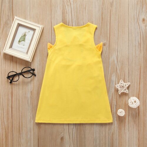 Baby Girls Dress Summer Princess Clothes Pocket Sleeveless Yellow Sun Strap Party Sundress Costume Clothing - ebowsos