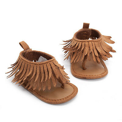 Baby Girls First Walkers Tassel Prewalker Summer Tassels Leather Shoes 0-12M - ebowsos