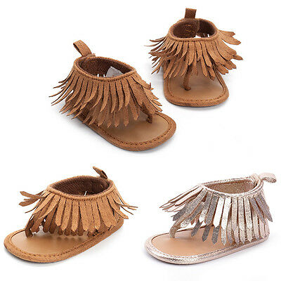 Baby Girls First Walkers Tassel Prewalker Summer Tassels Leather Shoes 0-12M - ebowsos