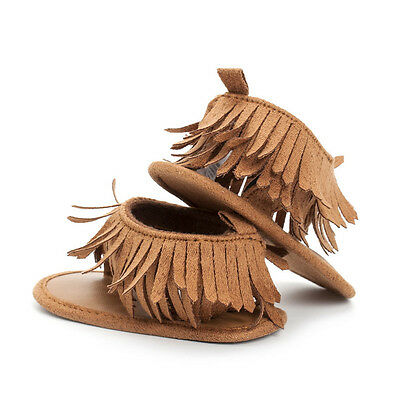 Baby Girls First Walkers Tassel Prewalker Summer Tassels Leather Shoes 0-12M - ebowsos