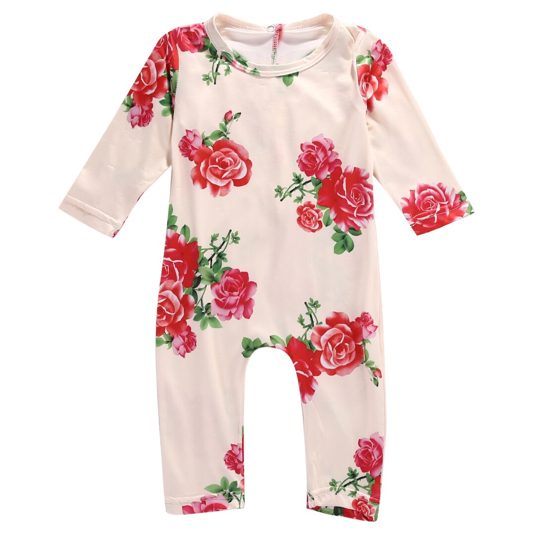 Baby Girls Floral Long Sleeve Long Sleeve Cotton  Romper Jumpsuit Outfits Clothes - ebowsos