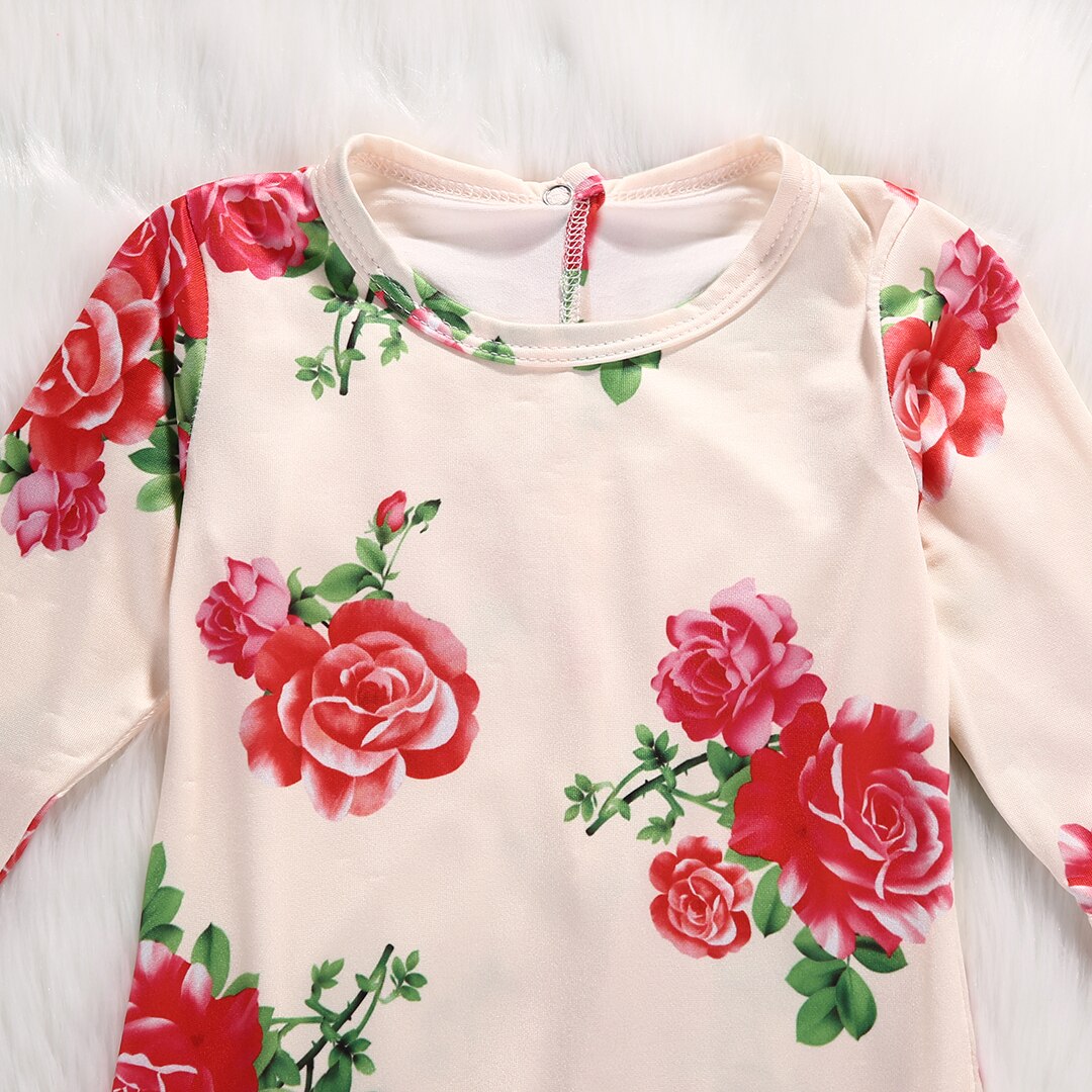 Baby Girls Floral Long Sleeve Long Sleeve Cotton  Romper Jumpsuit Outfits Clothes - ebowsos