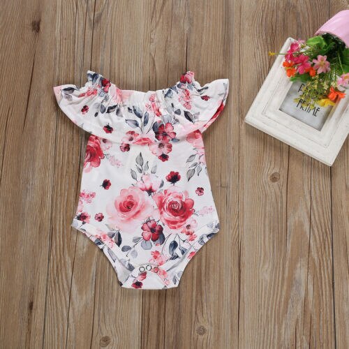 Baby Girls Floral Romper Striped Shorts Pants Sunsuit Summer Newborn Kid 2Pcs Outfit - ebowsos