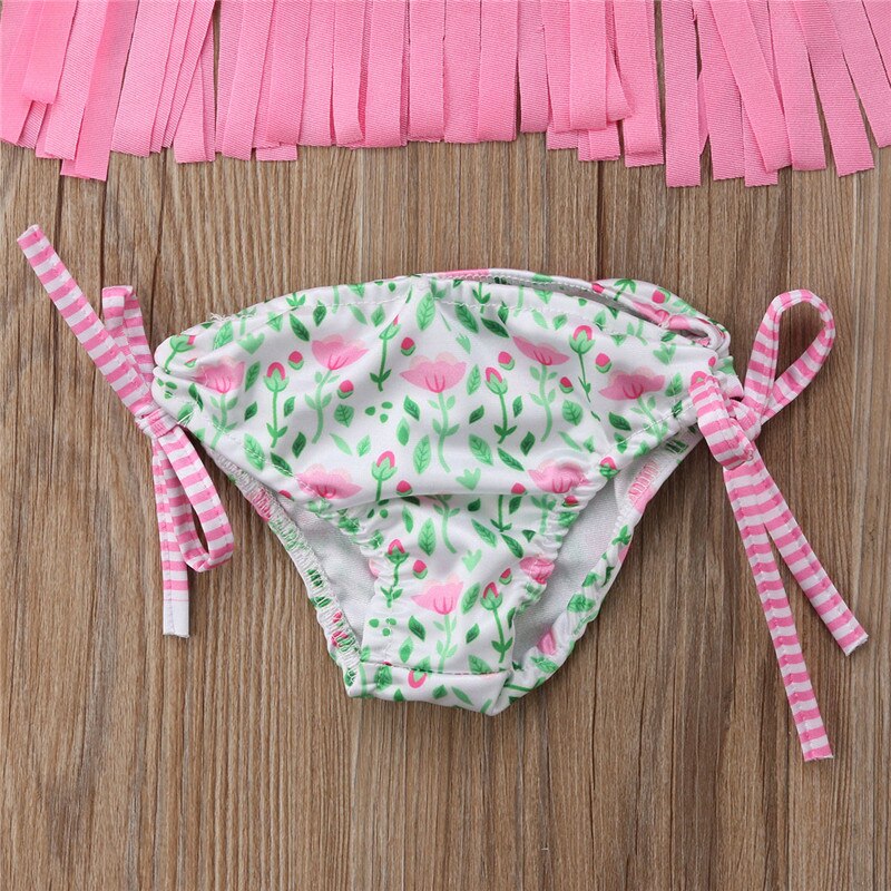 Baby Girls Flower Tassel Swimwear Swimsuit Bathing Suit Beachwear Bikini 2Pcs Set 2-7T - ebowsos