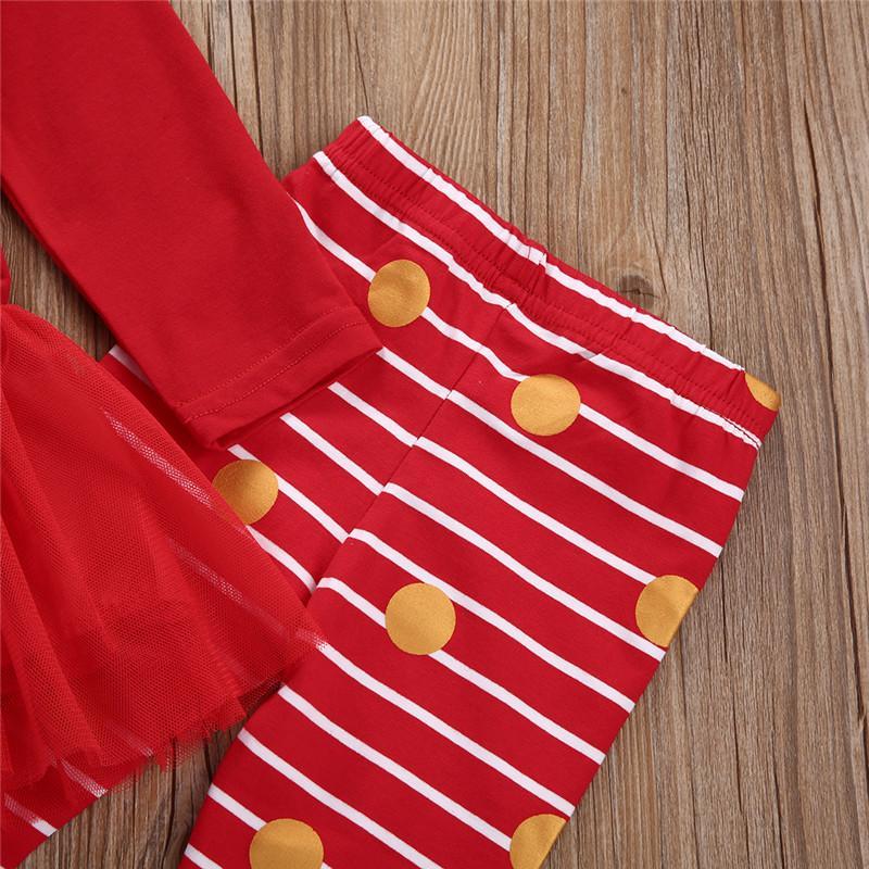 Baby Girls Kids Christmas Tutu Long Sleeve Cartoon Dress Polka Leggings Pants 2Pcs Clothes - ebowsos