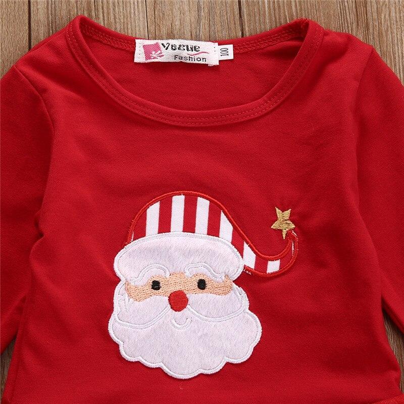 Baby Girls Kids Christmas Tutu Long Sleeve Cartoon Dress Polka Leggings Pants 2Pcs Clothes - ebowsos