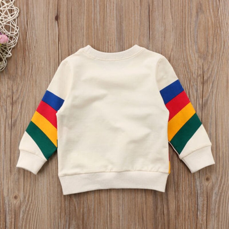 Baby Girls Kids T Shirt Clothes Rainbow T-Shirt Blouse Long Sleeve Cotton Tops Girl Winter Clothes - ebowsos