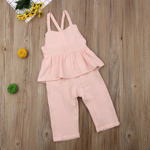 Baby Girls Overalls Sleeveless Backless Jumpsuit Toddler Girl Jumpsuit Wide Leg Pants Trousers Girls Clothes - ebowsos