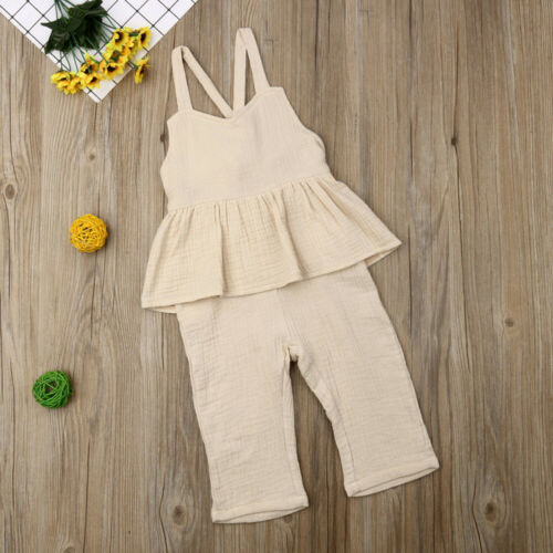 Baby Girls Overalls Sleeveless Backless Jumpsuit Toddler Girl Jumpsuit Wide Leg Pants Trousers Girls Clothes - ebowsos