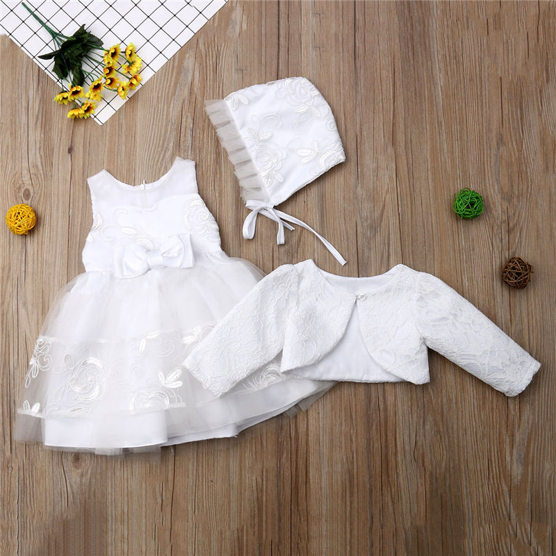 Baby Girls Princess Dress Lace Christening Wedding Party Dresses Clothes New Cute Lovely Girls Dress - ebowsos