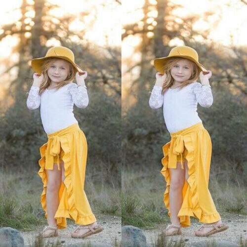 Baby Girls Skirts+Shorts Ruffle Bowknot Beach Dress Outfits 2Pcs Clothes - ebowsos