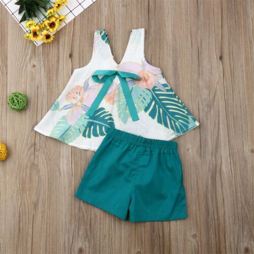 Baby Girls Tops T-shirt + Shorts Pants Kids Casual Clothes Outfits - ebowsos