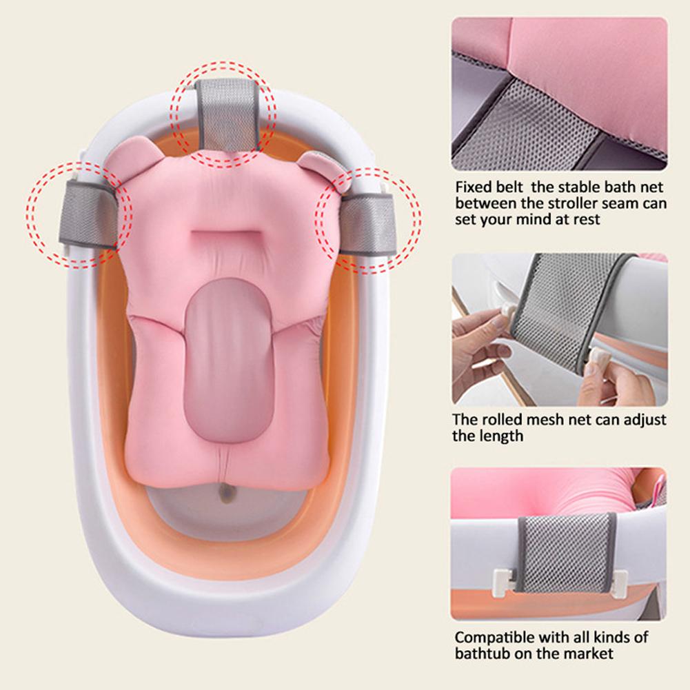 Baby Infant Bath Tub Safety Seat Bathing Newborn Shower Mesh Sling Toddler Baby Bath Seat Baby Bath Mat Baby Shower Bath Tub Pad-ebowsos