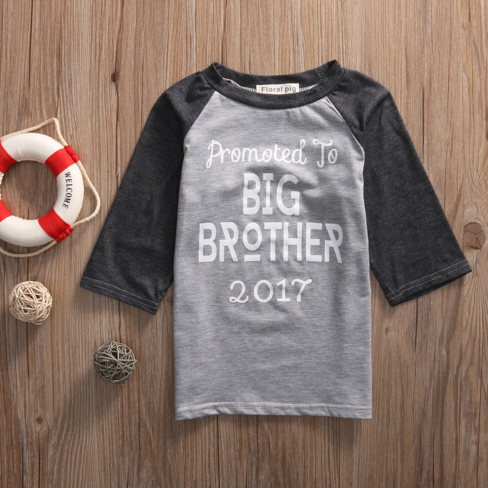 Baby Kids Boy T-shirt Short Sleeve Blouse Cotton Tops Shirt Print Brother Summer - ebowsos