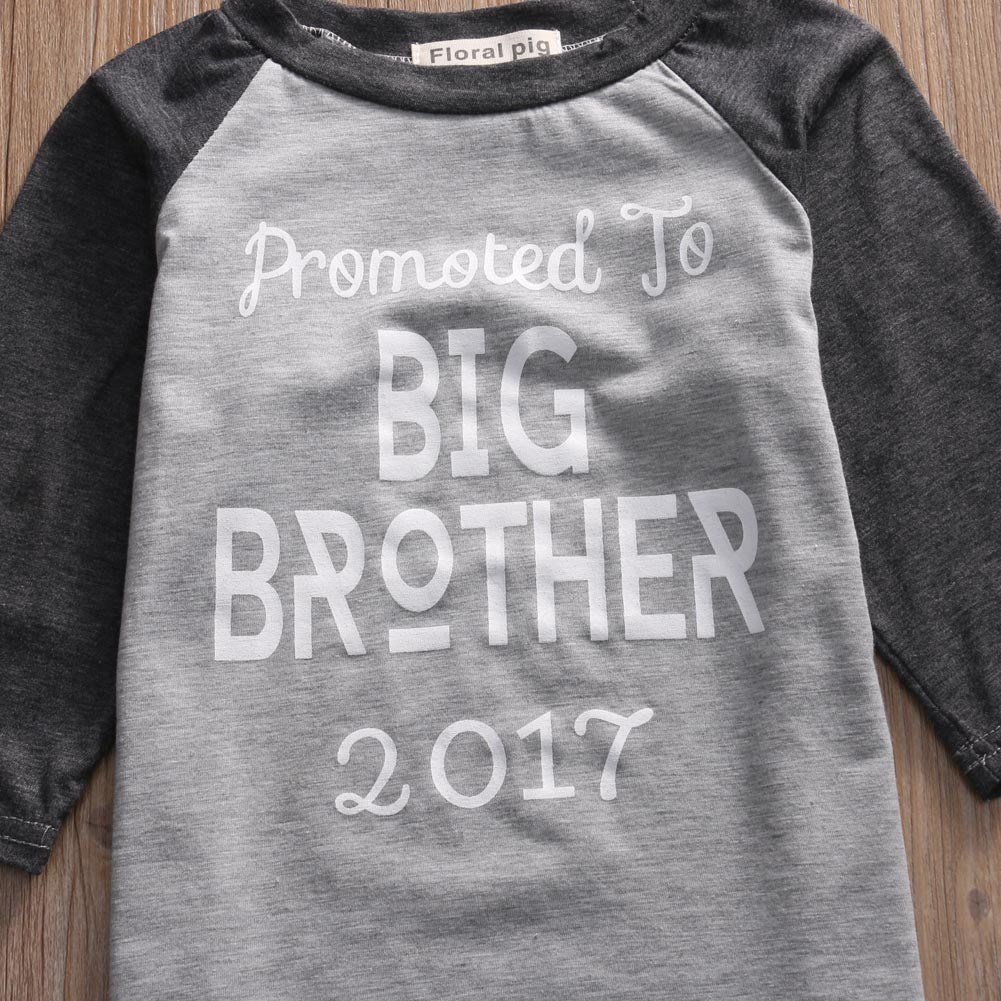 Baby Kids Boy T-shirt Short Sleeve Blouse Cotton Tops Shirt Print Brother Summer - ebowsos