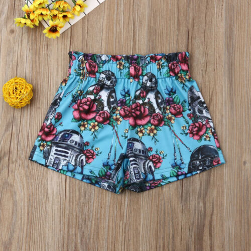 Baby Kids Girl Boy Shorts Floral Painted Cartoon Shorts Bloomers Elastic Waist - ebowsos