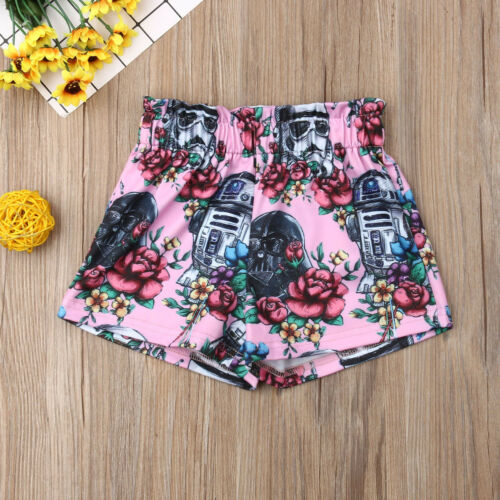 Baby Kids Girl Boy Shorts Floral Painted Cartoon Shorts Bloomers Elastic Waist - ebowsos