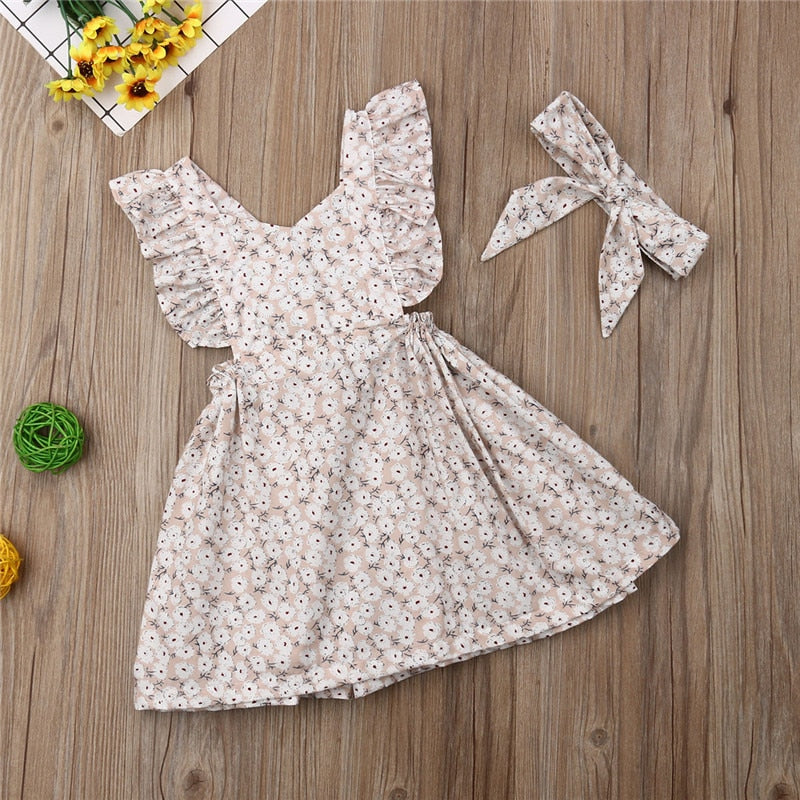 Baby Kids Girls Clothes Daisy Floral Ruffle Sleeveless Dresses Tutu Dress Clothes Sundress 6M-4T - ebowsos