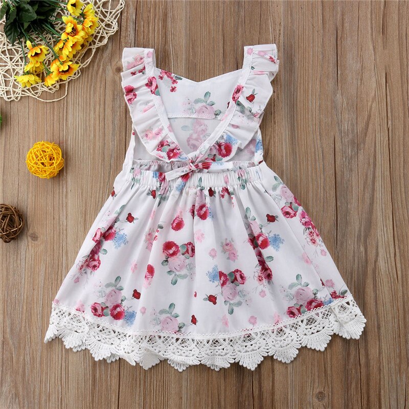 Baby Kids Girls Dress Toddler Princess Party Tutu Summer Floral Dress Cute - ebowsos