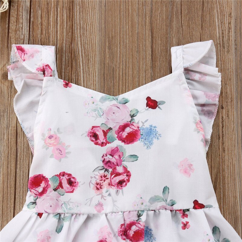 Baby Kids Girls Dress Toddler Princess Party Tutu Summer Floral Dress Cute - ebowsos