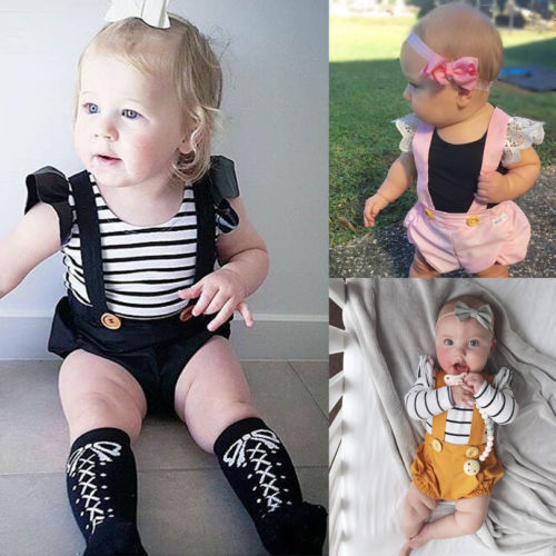 Baby Kids Girls Summer Cotton Overalls Solid Strap Romper Jumpsuit Outfits Summer Cute Clothes - ebowsos