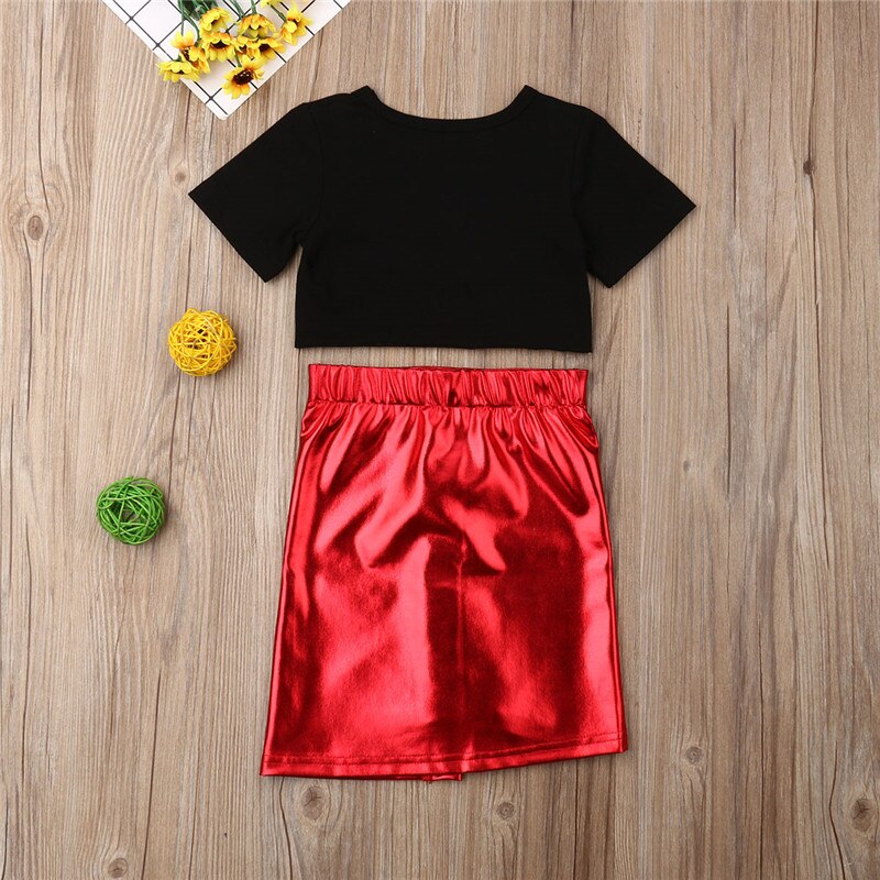 Baby Kids Girls Tank Tops Print T-Shirt+Skirts Mini Dress Party Outfits Clothes - ebowsos