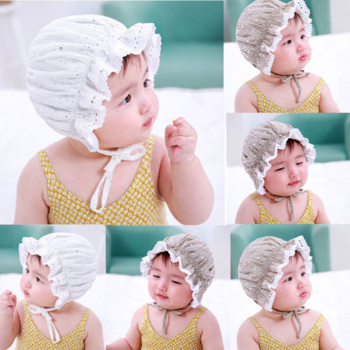 Baby Lace Brim Sun Hat Cotton Kids Hats Summer Beach Hat Girls Travel Cap - ebowsos