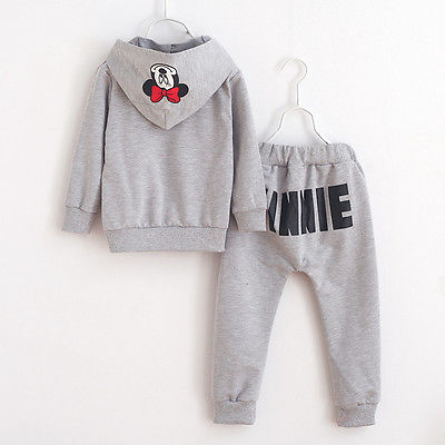 Baby Minnie Mouse Girls Kids Clothes 2Pcs Coat  Sweatsuit +Pants Oufits 2-7Y Kids Cotton Clothing - ebowsos