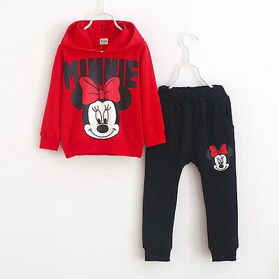 Baby Minnie Mouse Girls Kids Clothes 2Pcs Coat  Sweatsuit +Pants Oufits 2-7Y Kids Cotton Clothing - ebowsos