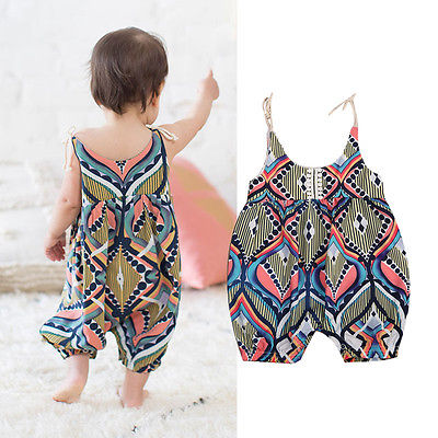 Baby Rompers Newborn Baby Girl Jumpsuit Clothes Summer Romper Bohemia Flower Print - ebowsos