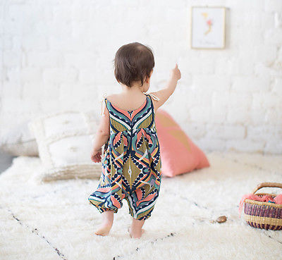 Baby Rompers Newborn Baby Girl Jumpsuit Clothes Summer Romper Bohemia Flower Print - ebowsos