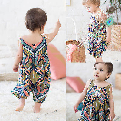 Baby Rompers Newborn Baby Girl Jumpsuit Clothes Summer Romper Bohemia Flower Print - ebowsos