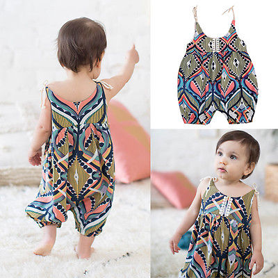 Baby Rompers Newborn Baby Girl Jumpsuit Clothes Summer Romper Bohemia Flower Print - ebowsos