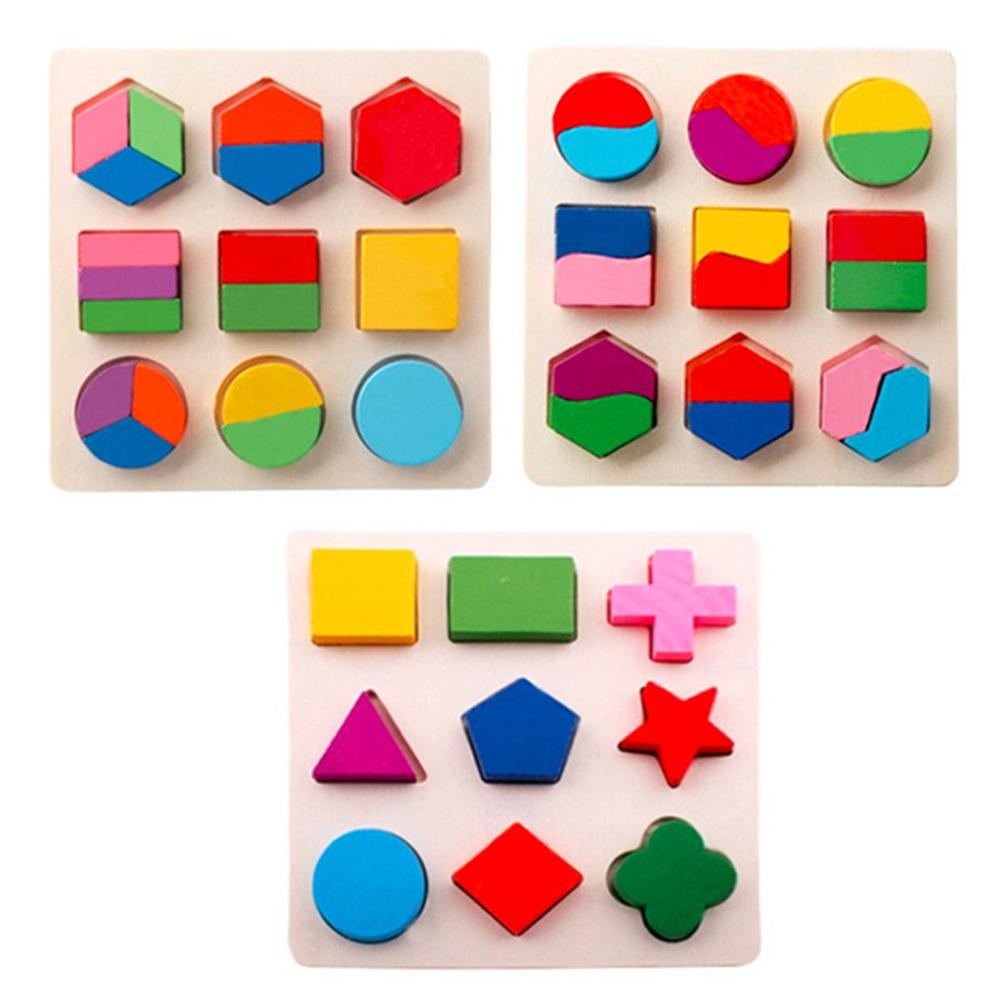 Baby Wooden Geometric Shapes Sorting Math Puzzle Preschool Learning Educational Game Baby Toddler Toys for Children-ebowsos