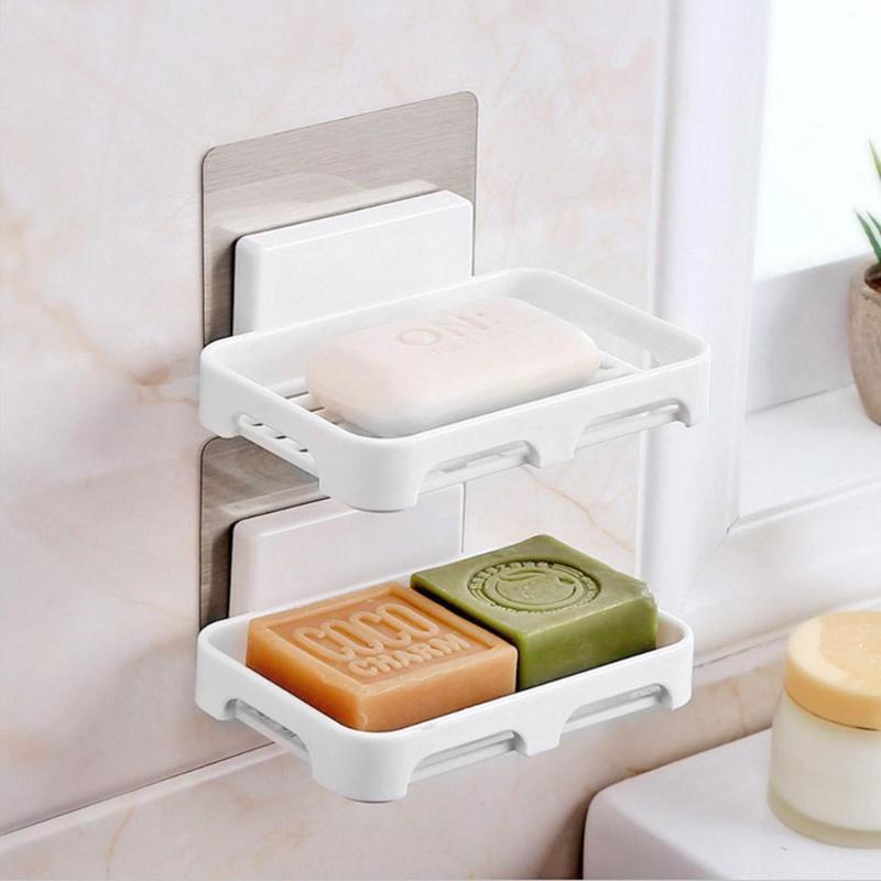 Bathroom Shower Soap Box Drain Storage Rack Strong Traceless Soap Holder - ebowsos